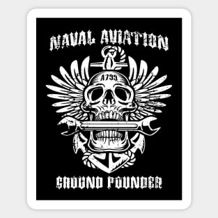 Naval Aviation Ground Pounder Vintage Skull Wings and Wrench Sticker